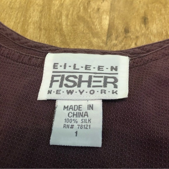 Eileen Fisher New York Womens 1 Purple Silk Long Sleeve Crew Neck Lightweight - Picture 6 of 6